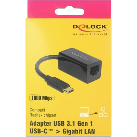 Delock superspeed USB-C (USB 3.1 gen 1) han > gigabit lan 10 100 1000 mbps kompakt adapter (sort, 0,135 meter)