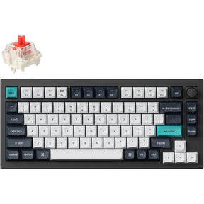 Keychron Q1 Max-M1 RGB mekanisk tastatur (sort, amerikansk layout (QWERTY), Gateron Jupiter Red, 75%, RGB LED'er, KSA double-shot PBT, hot swap, knop, 2,4GHz | Bluetooth 5.1 | USB-C)