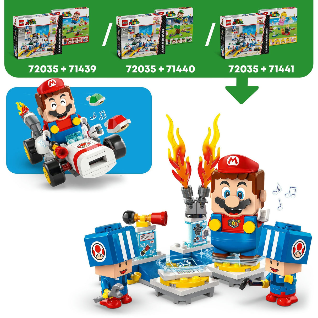 Lego super mario 72035 mario kart tudser garage
