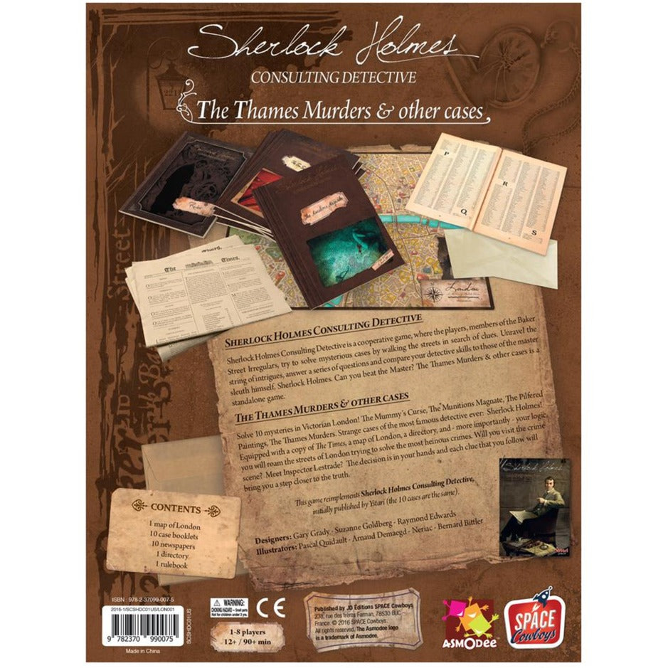Asmodee sherlock holmes rådgivende detektiv: Themsen myrder andre sager brætspil (engelsk, 1 - 8 spillere, 60 - 90 minutter, fra 12 år)