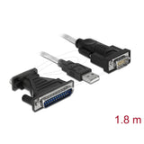 Delock-adapter USB 2.0 type-a > 1 x seriel db9 rs-232 + adapter db25 (1,8 meter)