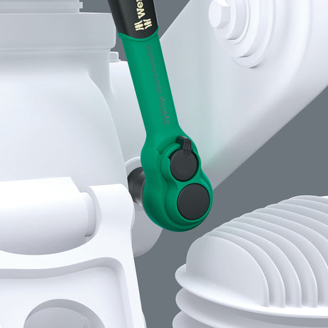 Wera 8010 b zyklop komfort skralde (sort grøn, med koblingspal og 3 8 drev)