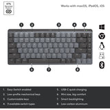 Logitech MX mekanisk mini-tastatur (sort, amerikansk-internationalt layout (QWERTY), GL taktil, 80 % (TKL), Bluetooth)