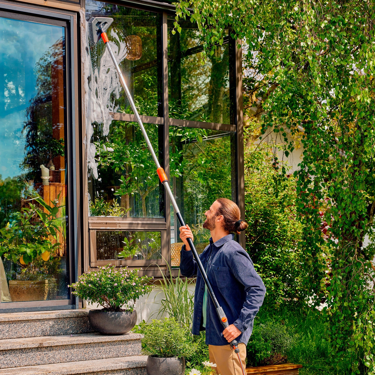 Gardena cleansystem håndtagsbørste blød flex vaskebørste (grå, 18812-20)