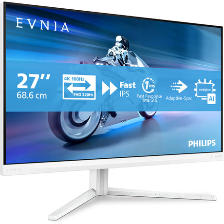 Philips Evnia 27m2n5901a 27 4k UHD-gamingskærm (hvid, 2x HDMI, skærmport, 2x USB-A, USB-B, USB-C, 160 Hz 320 Hz)