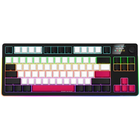 Lorgar kbp70tklw rgb mekanisk gaming-tastatur (sort, us-layout (qwerty), logar giftig lilla, 80% (tkl), rgb, hot-swappable, pbt double-shot, bluetooth | 2,4ghz | usb)
