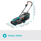Gardena powermax 37 36v p4a klar til brug - batteri plæneklipper - 37 cm - inkl. 2 batterier