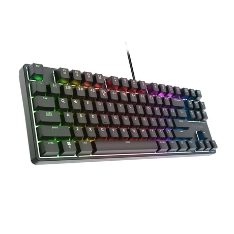 Trust GXT 864 Cada Compact Mechanical TKL Gaming Keyboard (sort, amerikansk layout (Qwerty), Huano Brown, RGB)