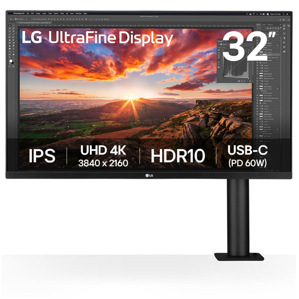 LG Ergo IPS-skærm med USB Type-C 31.5 4K UHD (sort, 2x HDMI, 1x Display Port)