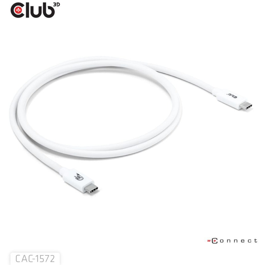 Club 3D USB-C 80 Gbps certificeret 240W 8K 240Hz kabel (hvid, 1,2m)