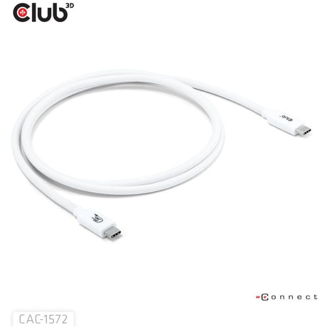 Club 3D USB-C 80 Gbps certificeret 240W 8K 240Hz kabel (hvid, 1,2m)
