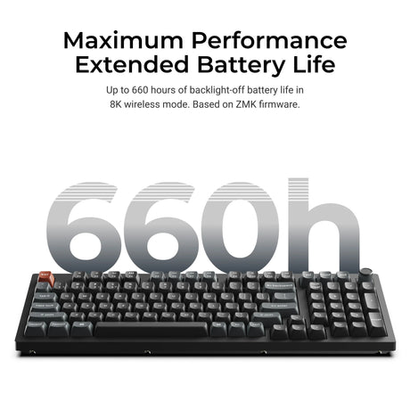 Keychron v5 ultra 8k trådløst brugerdefineret mekanisk tastatur (sort, us-layout (qwerty), silke pom brun, 96%, rgb, hot swap, 2,4 ghz | bluetooth 5,3 | usb-c)