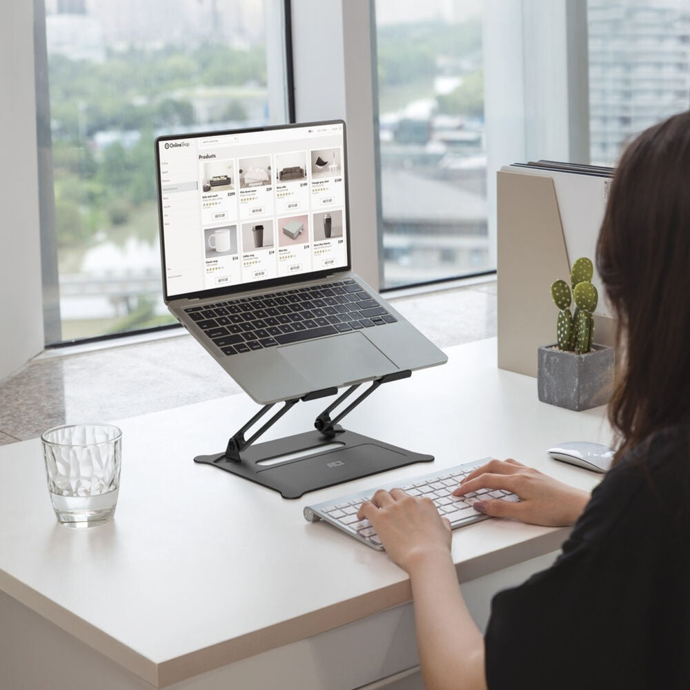 Act connectivity laptop stativ, aluminium, foldbar, trinløst højdejusterbar (sort)