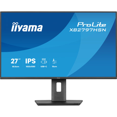 Iiyama prolite xb2797hsn-b1 27 skærm (sort, 100 Hz, HDMI, skærmport, USB-C, LAN, lyd)