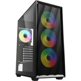 Sharkoon VK4 ARGB Midi Tower-hus (sort | 2x USB-A | RGB | hærdet glas)