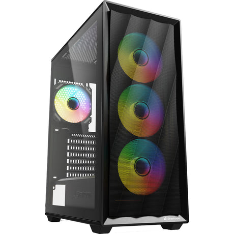 Sharkoon VK4 ARGB Midi Tower-hus (sort | 2x USB-A | RGB | hærdet glas)