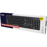 Trust Ody II trådløst tastatur (sort, EU-layout (QWERTY), membran, lydløst)