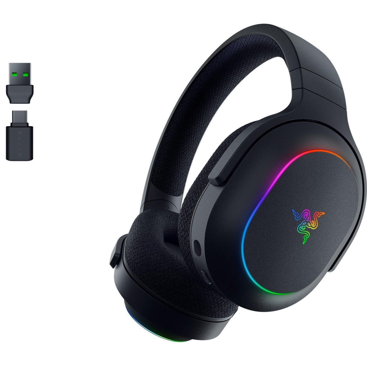Razer barracuda x chroma over-ear gaming headset (sort, USB dongle, Bluetooth)