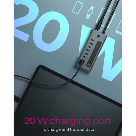 Icy box 7-ports USB-C 3.2 gen 2 USB hub (blå-grå)