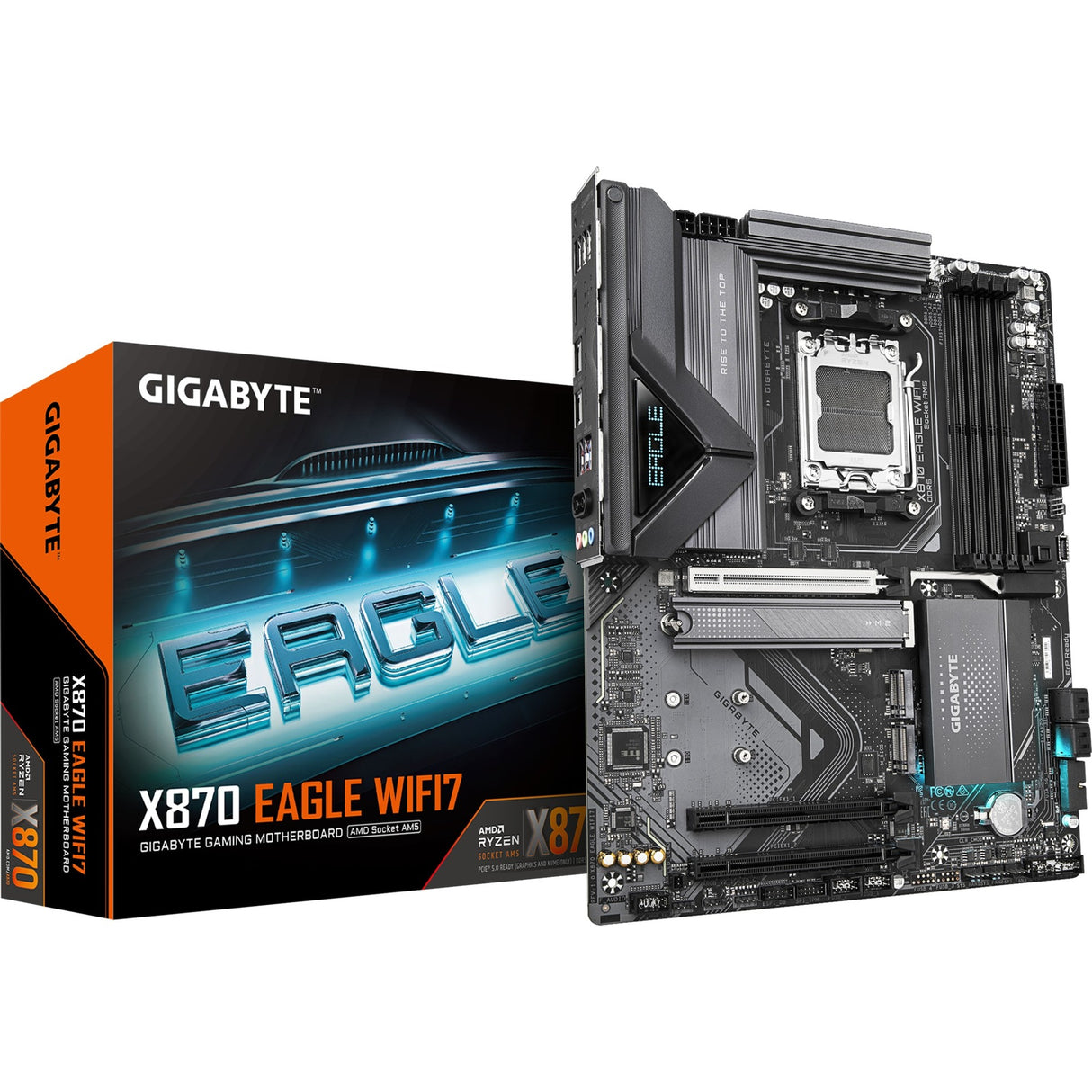 Gigabyte x870 eagle wifi7 socket am5 bundkort (sort grå, raid, 2,5 gb-lan, wi-fi 7, bt, lyd, atx)