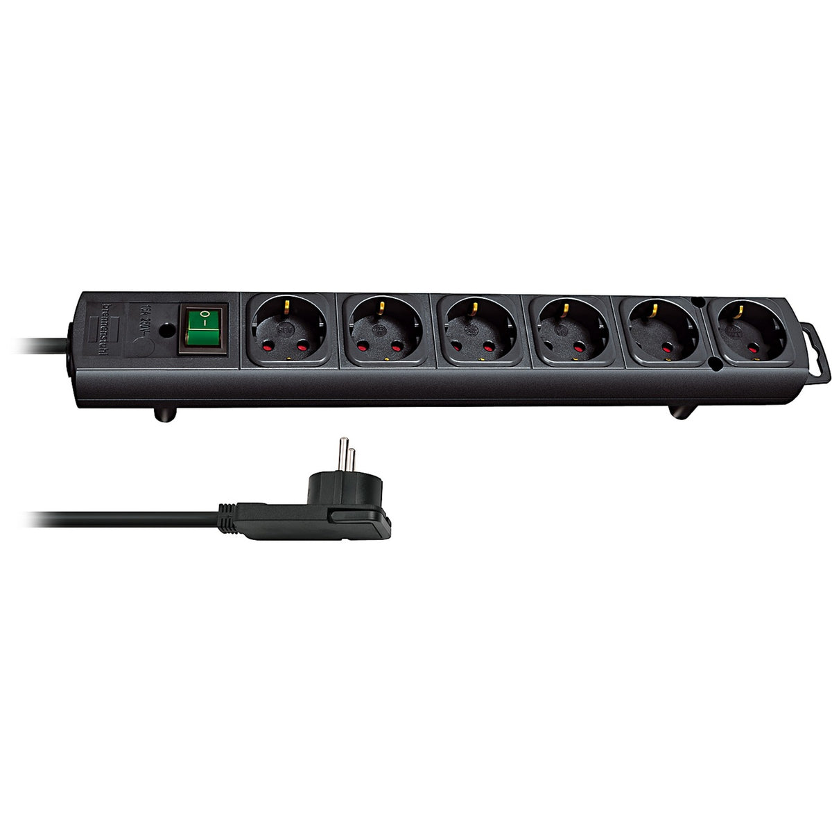 Brennerstuhl comfort-line plus, 6-vejs fatning (sort, med fladt stik, 2m h05vv-f 3g1.5)