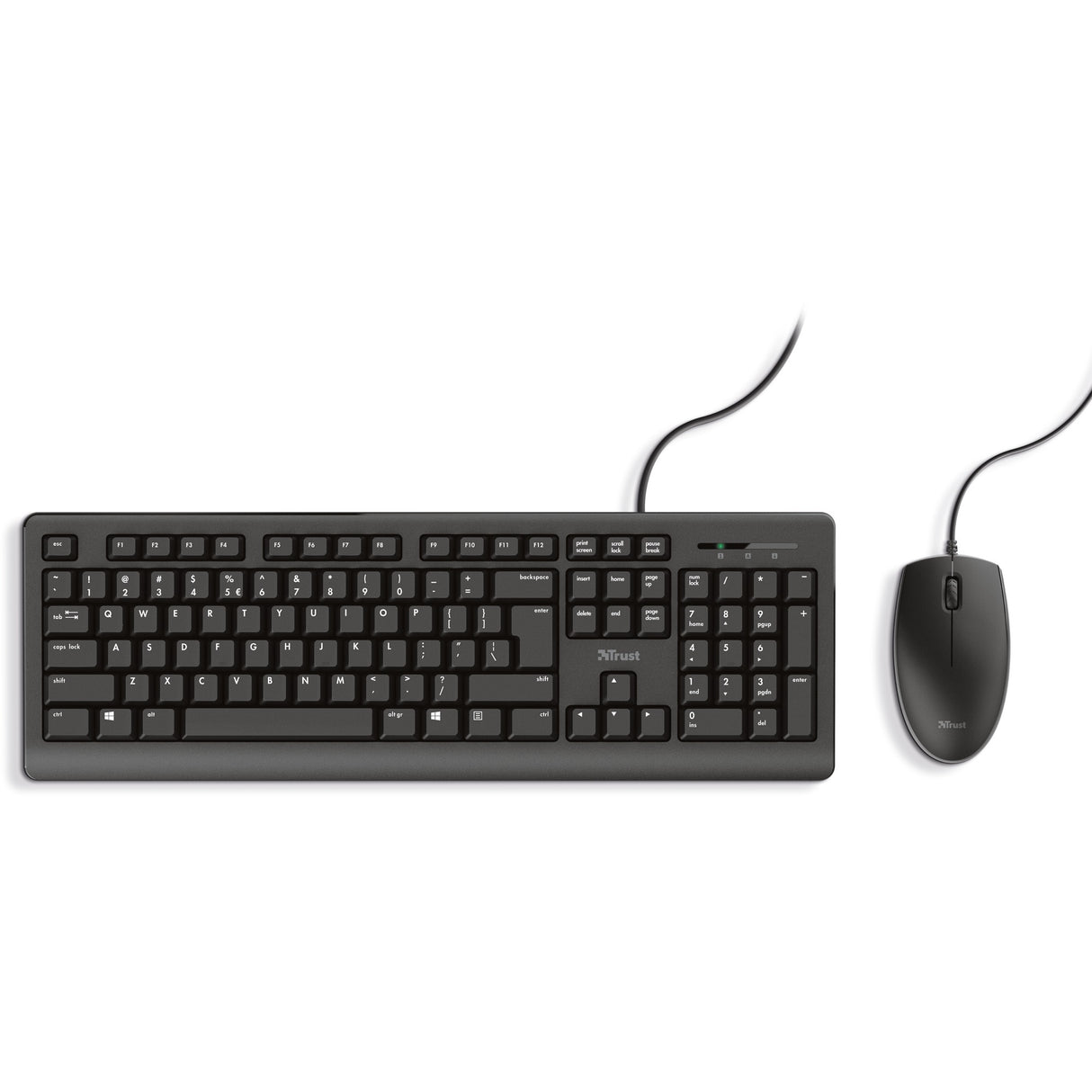 Trust primo tastatur mus sæt, desktop sæt (sort, amerikansk layout, membran)