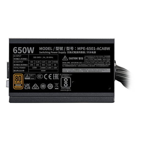 Cooler master mwe 650 bronze v3 650 watt strømforsyning (sort, 4x pcie)