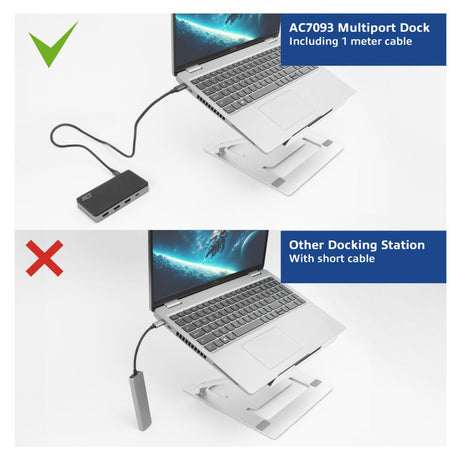 Act tilslutning USB-C 4K MST dockingstation (sort grå)