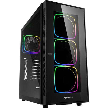 Sharkoon TG6 RGB Midi Tower-hus (sort | 4x USB-A | RGB | hærdet glas)