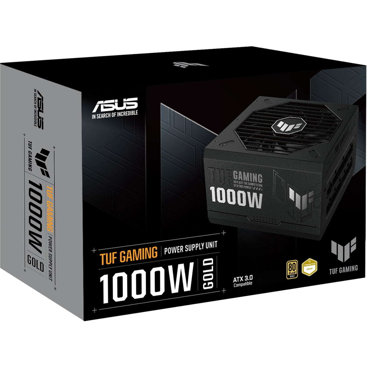 Asus tuf gaming gold modulær 1000 watt strømforsyning (sort, 1x 12vhpwr, 4x pcie)