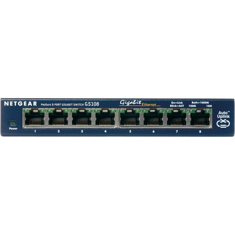 Netgear gs108 switch (blå, detail)