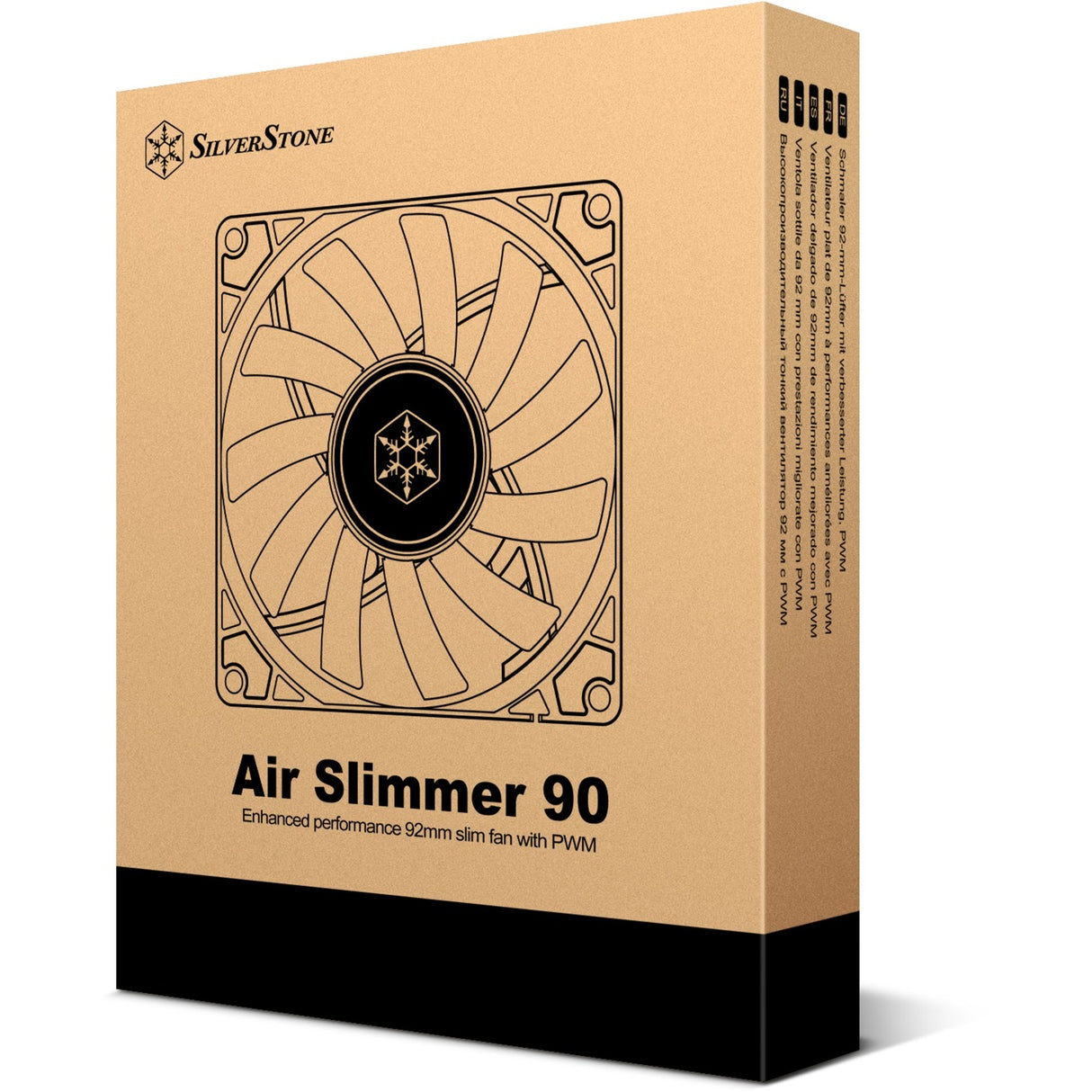 Silverstone air slimer 90 kabinet blæser (sort, 92 x 92 x 15 mm, pwm)