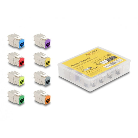 Delock keystone modul rj45 jack til lsa cat 6a værktøjsfrit, 8 stykker (flerfarvet)