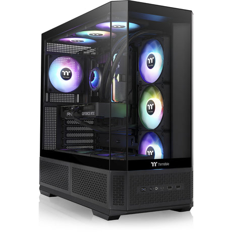 Thermaltake view 370 tg argb midi tårnhus (sort | 2x usb-a | 1x usb-c | rgb | hærdet glas)