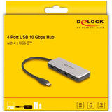 Delock 4-ports USB-C + PD 85 watt USB-hub (grå)
