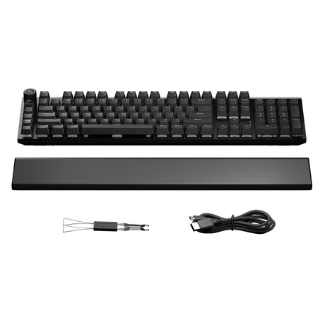 Vær stille! let monteret lydløst taktil rgb mekanisk gaming-tastatur (sort, us-layout (qwerty), lydløs taktil, 100 %, argb, pbt-dobbelt-skuds-taster)