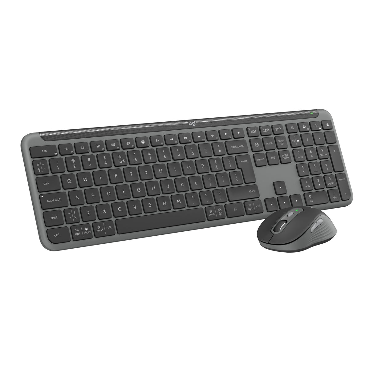 Logitech mk950 signatur slankt trådløst skrivebordssæt (grafit, us-internationalt layout (qwerty), 400 - 4000 dpi)