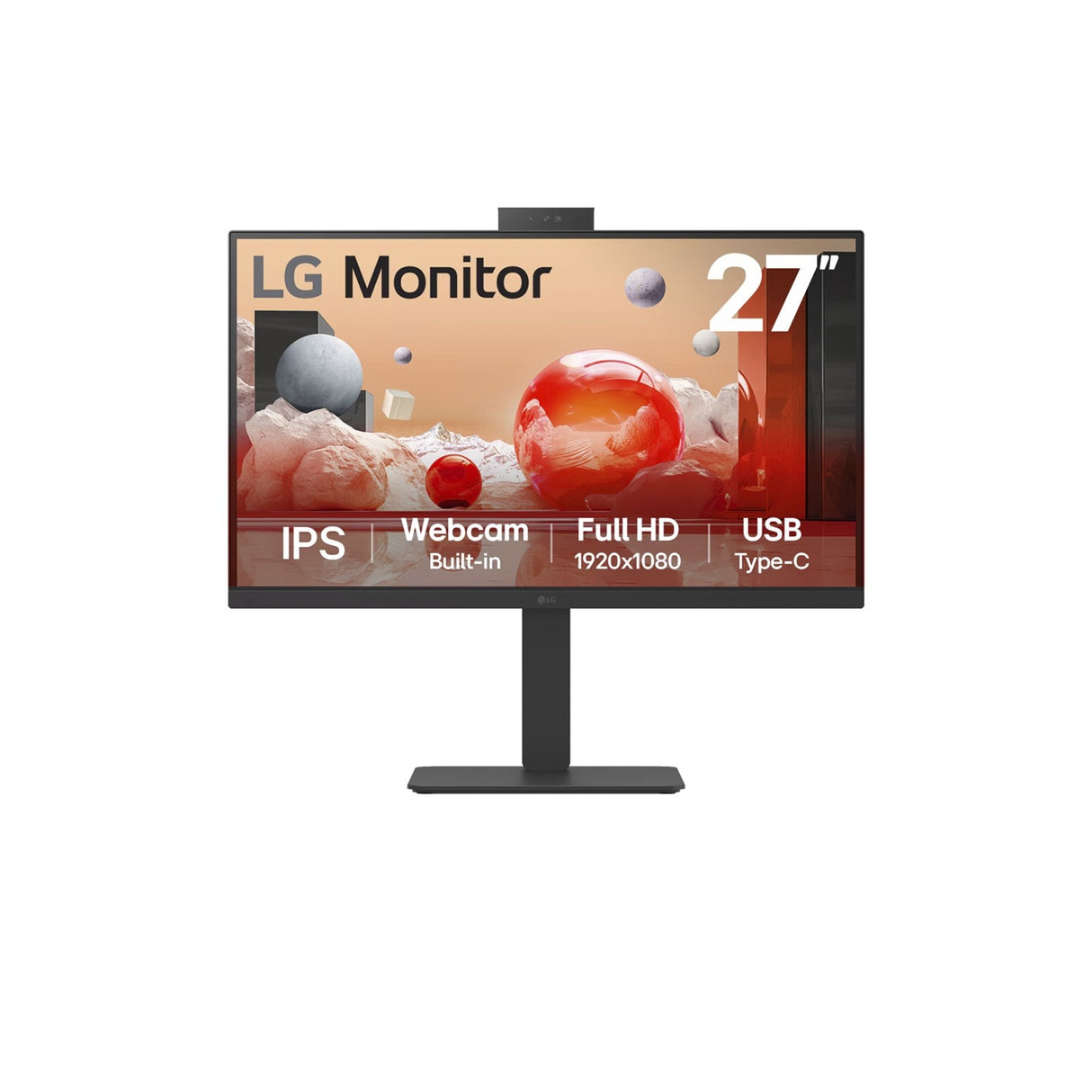 LG 27ba850 27 skærm (sort, HDMI, skærmport, lyd, LAN, USB-C, webcam)