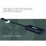 Club 3D USB-C 4-ports 10G datahub med PD3.0 USB-hub (sort)