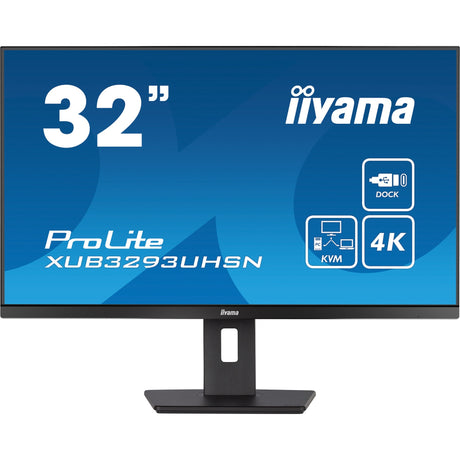 Iiyama Prolite xub3293uhsn-b5 31,5 4k UHD-skærm (sort, HDMI, skærmport, 2x USB-A, USB-C, RJ-45)