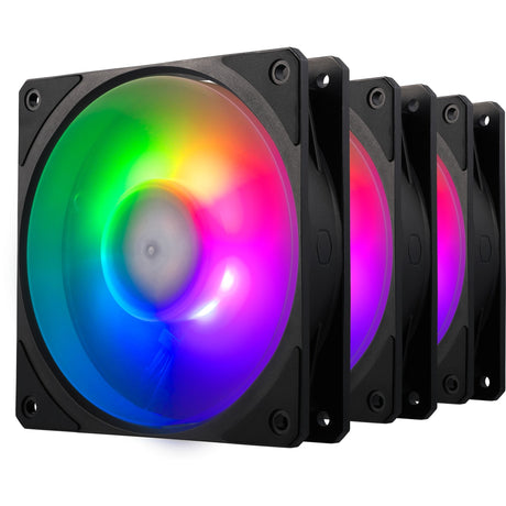 Cooler master mobius 120p argb 120x120x25 kabinet blæsere (sort, 3 stk, 120 x 120 x 25 mm, pwm)