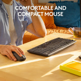 Logitech mk295 lydløst trådløst tastatur og mus combo desktop sæt (sort, us-internationalt layout (qwerty), 100%)