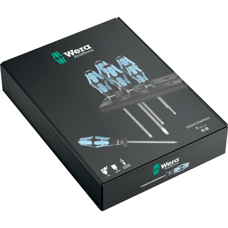 Wera 3334 6 skruetrækkersæt, rustfrit stål + holder, 6 dele (sort blå)