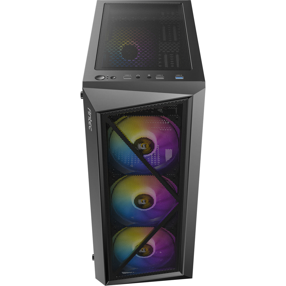 Antec ax67 argb midi tårnhus (sort | 3x usb-a | hærdet glas)