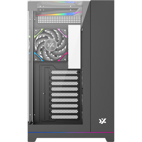 Xyz PC Gear Tesseract A-RGB Midi Tower-hus (sort | 2x USB-A | 1x USB-C | RGB | Hærdet glas)