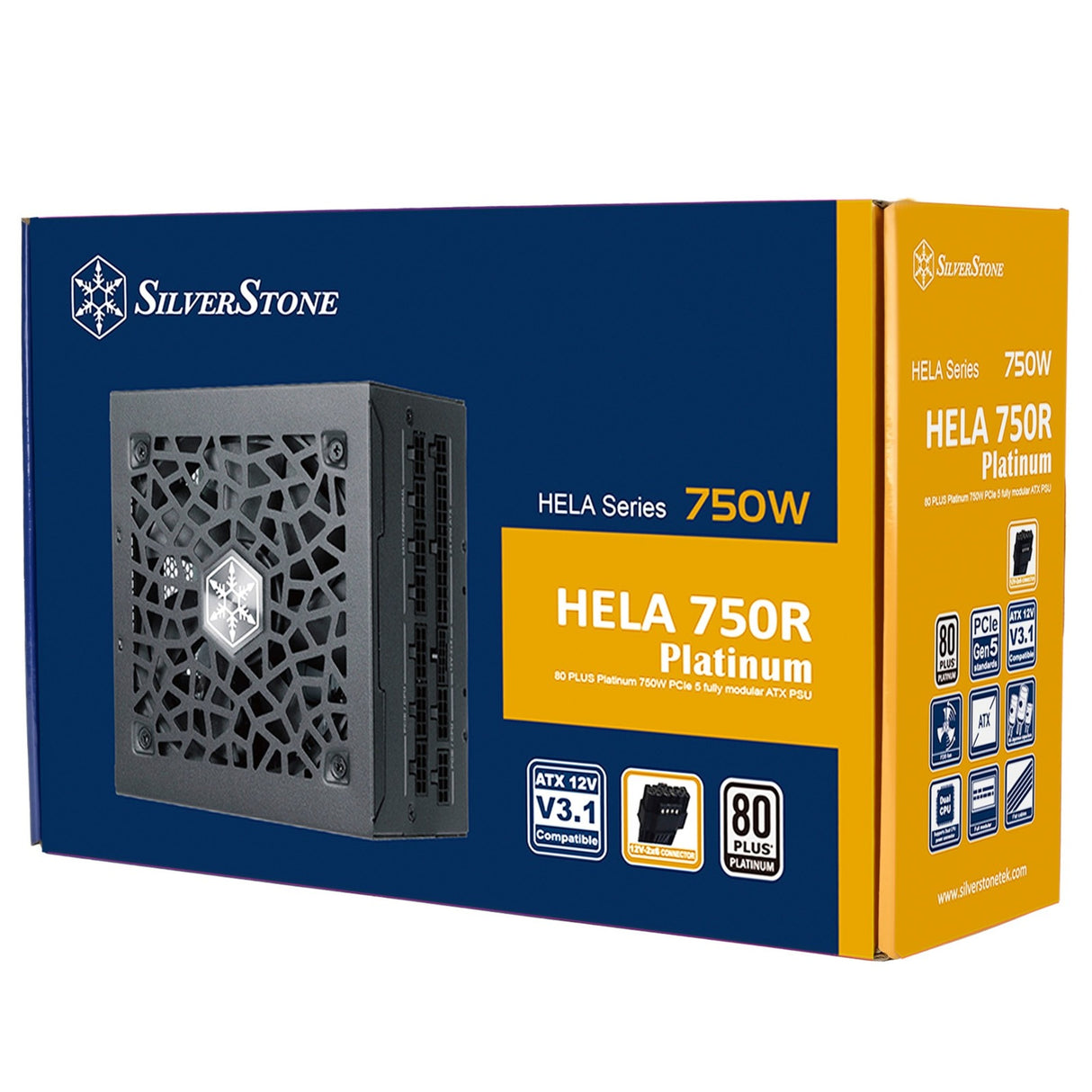 Silverstone hela 750r platinum modulær 750 watt strømforsyning (sort, 4x pcie)