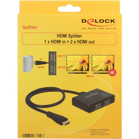 Delock 1x HDMI ind > 2x HDMI ud HDMI splitter (sort, 60 centimeter, 4k)