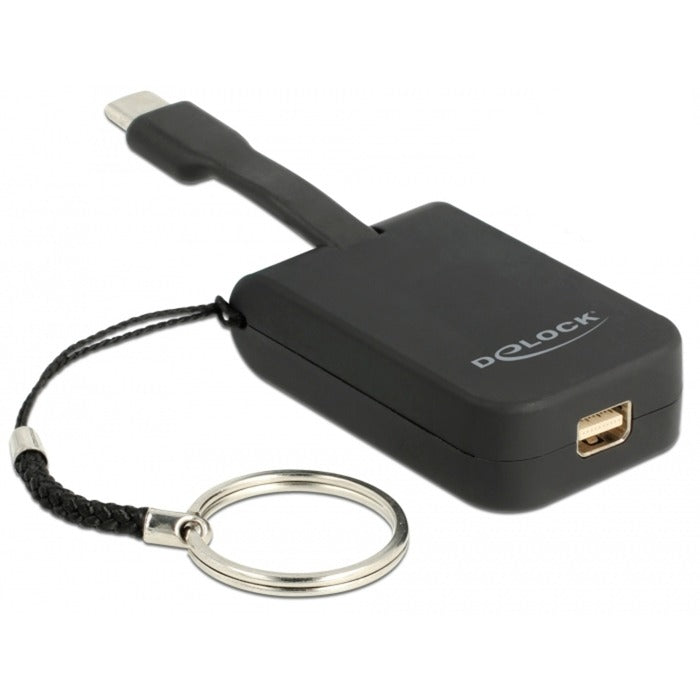 Delock USB-C > mini display port adapter nøglering (sort, 4k 60hz)
