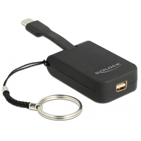 Delock USB-C > mini display port adapter nøglering (sort, 4k 60hz)