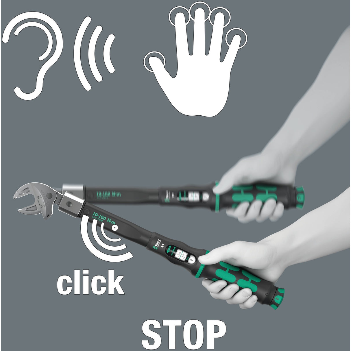 Wera klik-moment x 7 momentnøgle til indsatsværktøj (sort grøn, 10-100 nm)